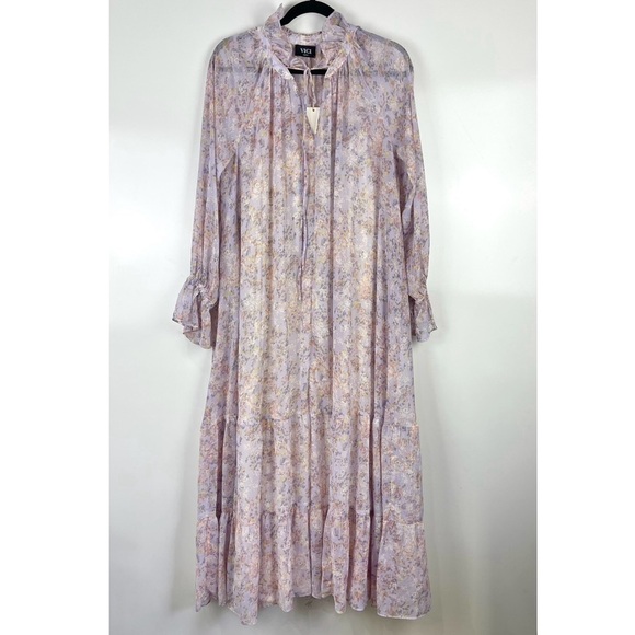 NEW Vici x Fate Dashing Daisies Chiffon Maxi Dress Purple Floral Size Medium - Picture 2 of 13